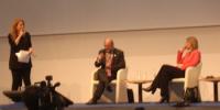 Schulz e Mogherini con la giornalista Maggioni